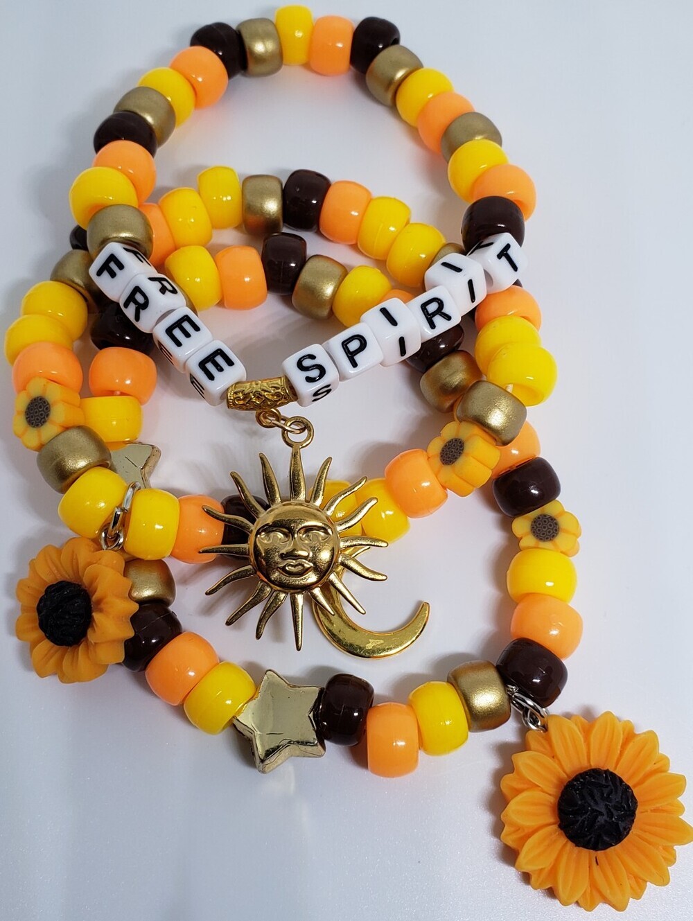 Handmade Stackable Celestial Sunflower Free Spirit Kandi Bracelets